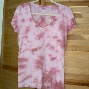 Pink by Victoria’ Secret Tie Dye Pink V Neck Short Sleeve T-Shirt Size XS